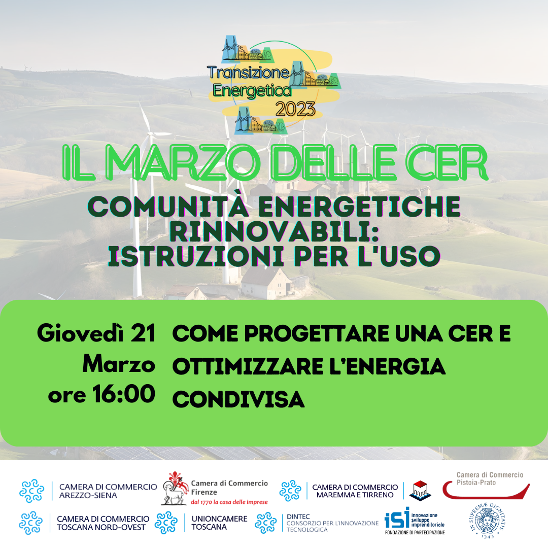 GIOVEDÌ 21 MARZO 2024 | Ore 16:00-18:00 | Come Progettare una CER e Ottimizzare l’Energia Condivisa