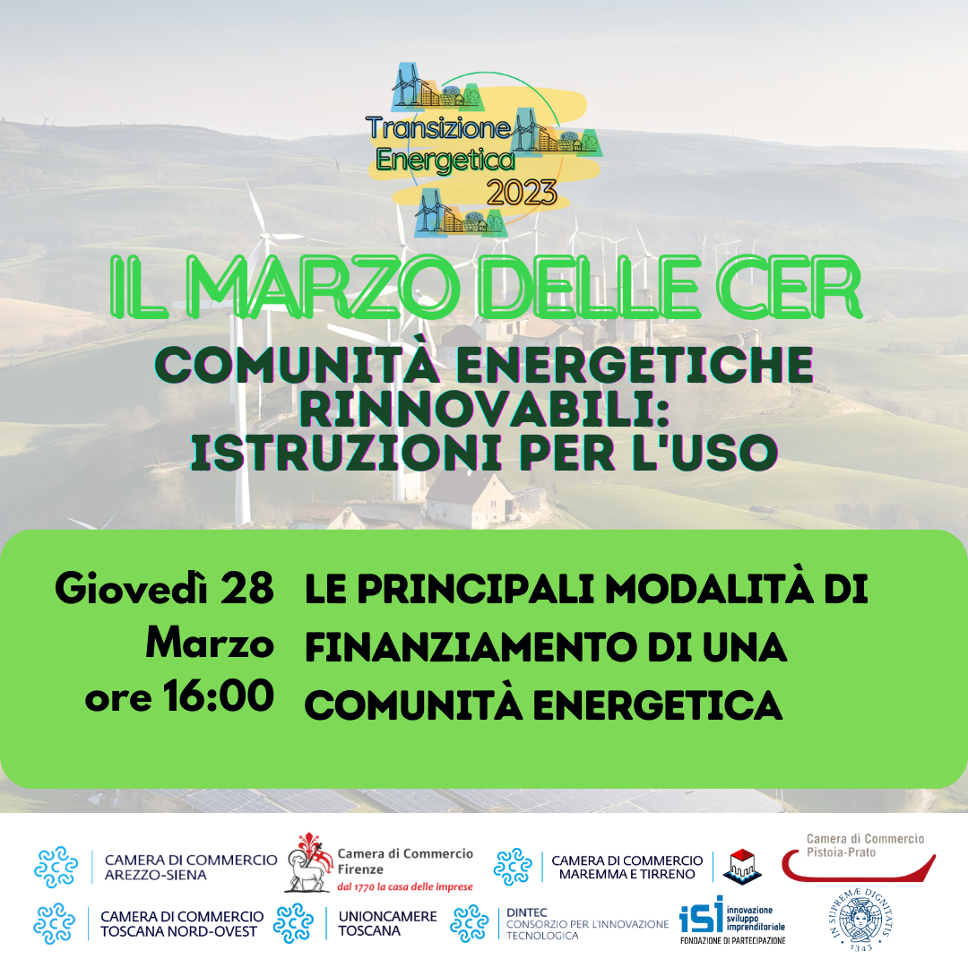 GIOVEDÌ 28 MARZO 2024 | 16:00-18:00 | Le Principali Modalità di Finanziamento di una Comunità Energetica