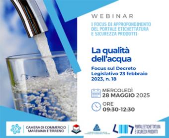Seminario on line di approfondimento sulla qualità dell'acqua Seminario on line di approfondimento sulla qualità dell'acqua